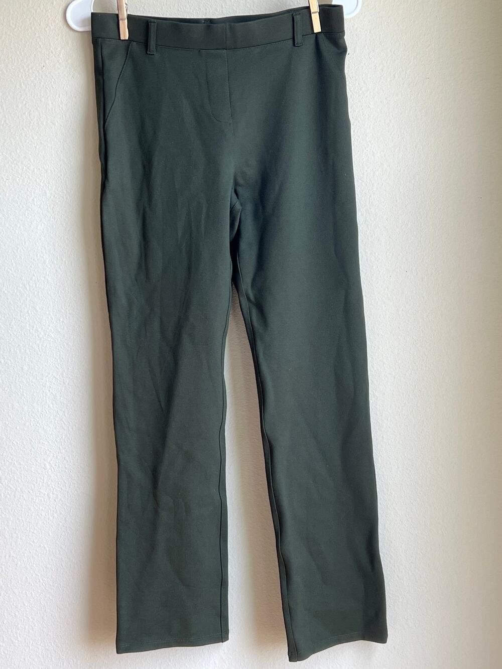 Quince Ultra-Stretch Ponte Straight Leg Pants Deep Olive Green Petite Small